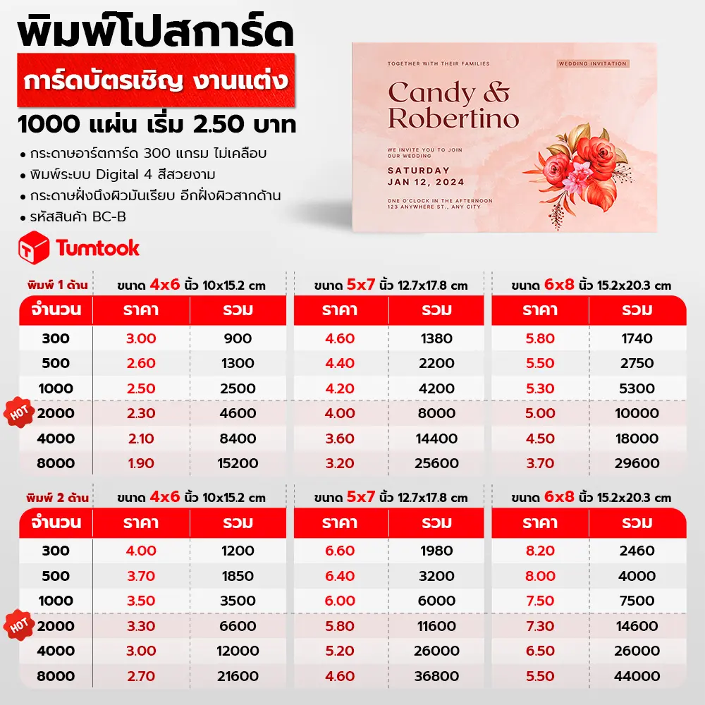 พิมพ์ การ์ดบัตรเชิญ